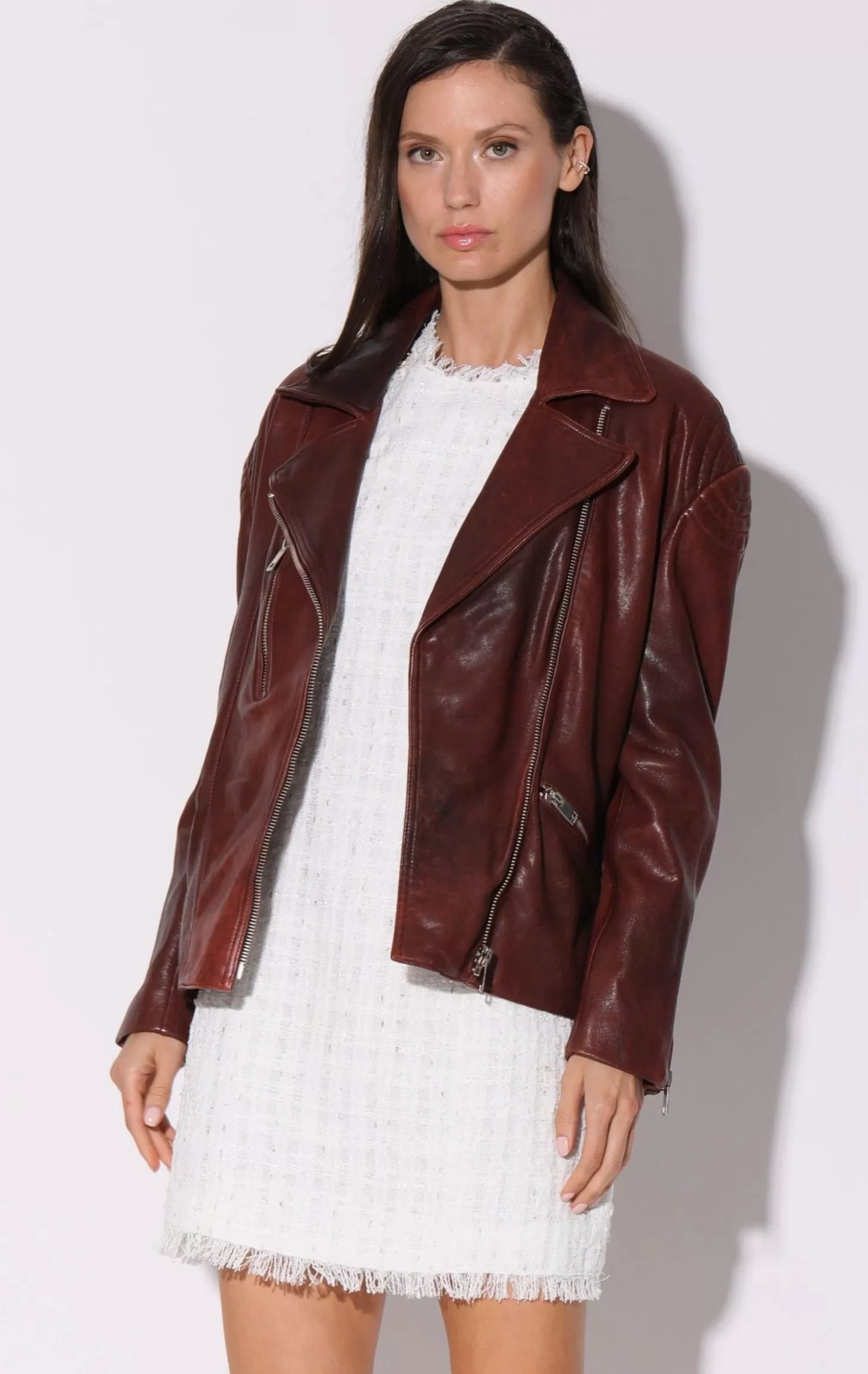 Alexa Jacket, Redwood-Leather>Walter Baker Online