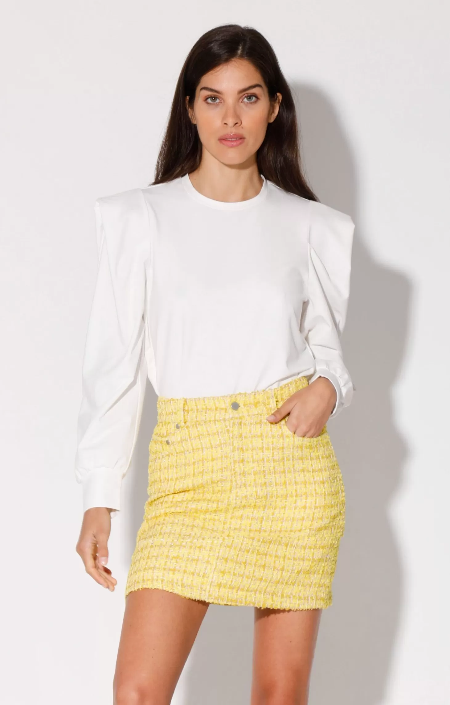 Alicia Skirt, Sunshine Tweed>Walter Baker New