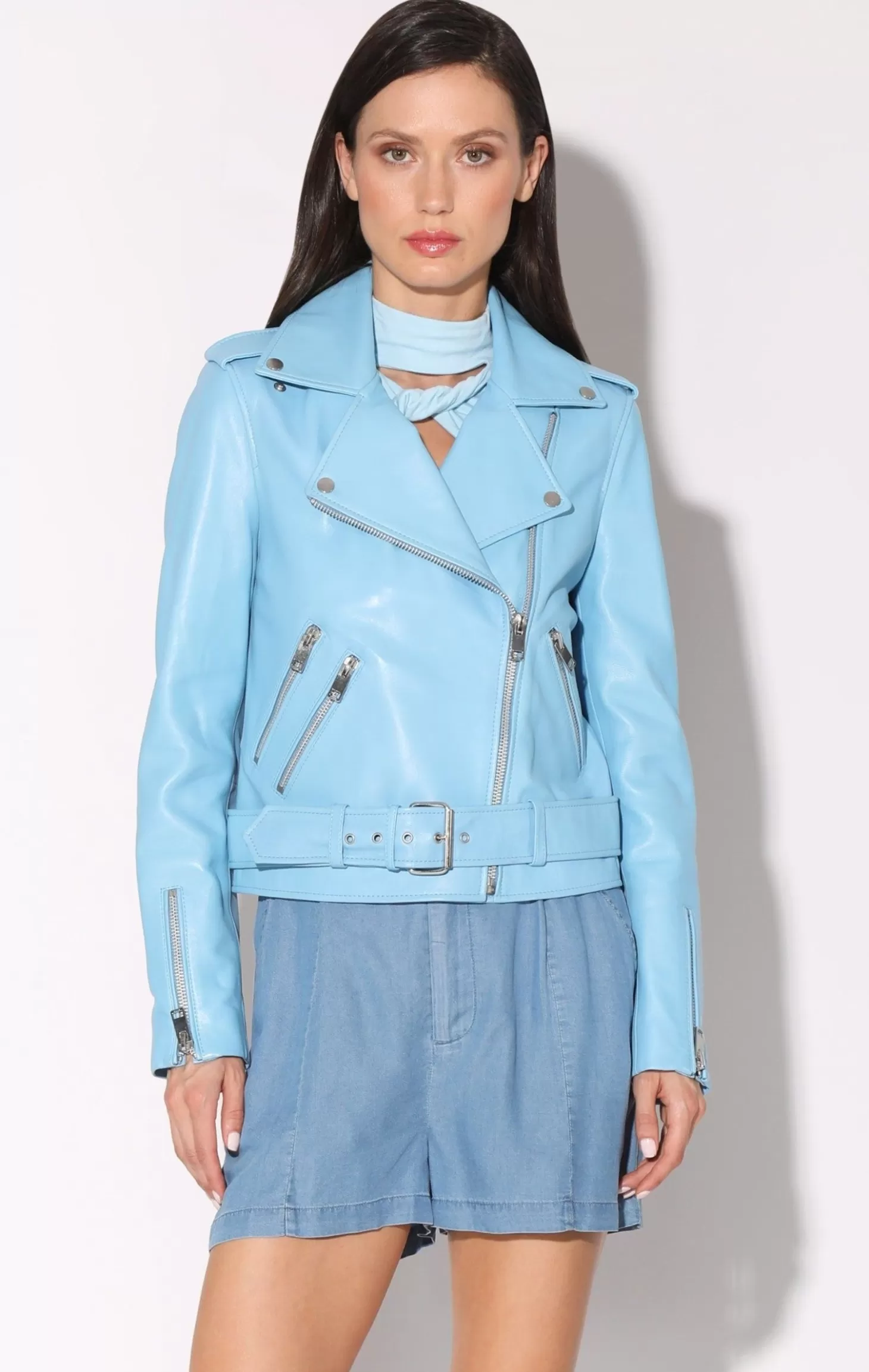 Allison Jacket, Sky Blue-Leather>Walter Baker Fashion