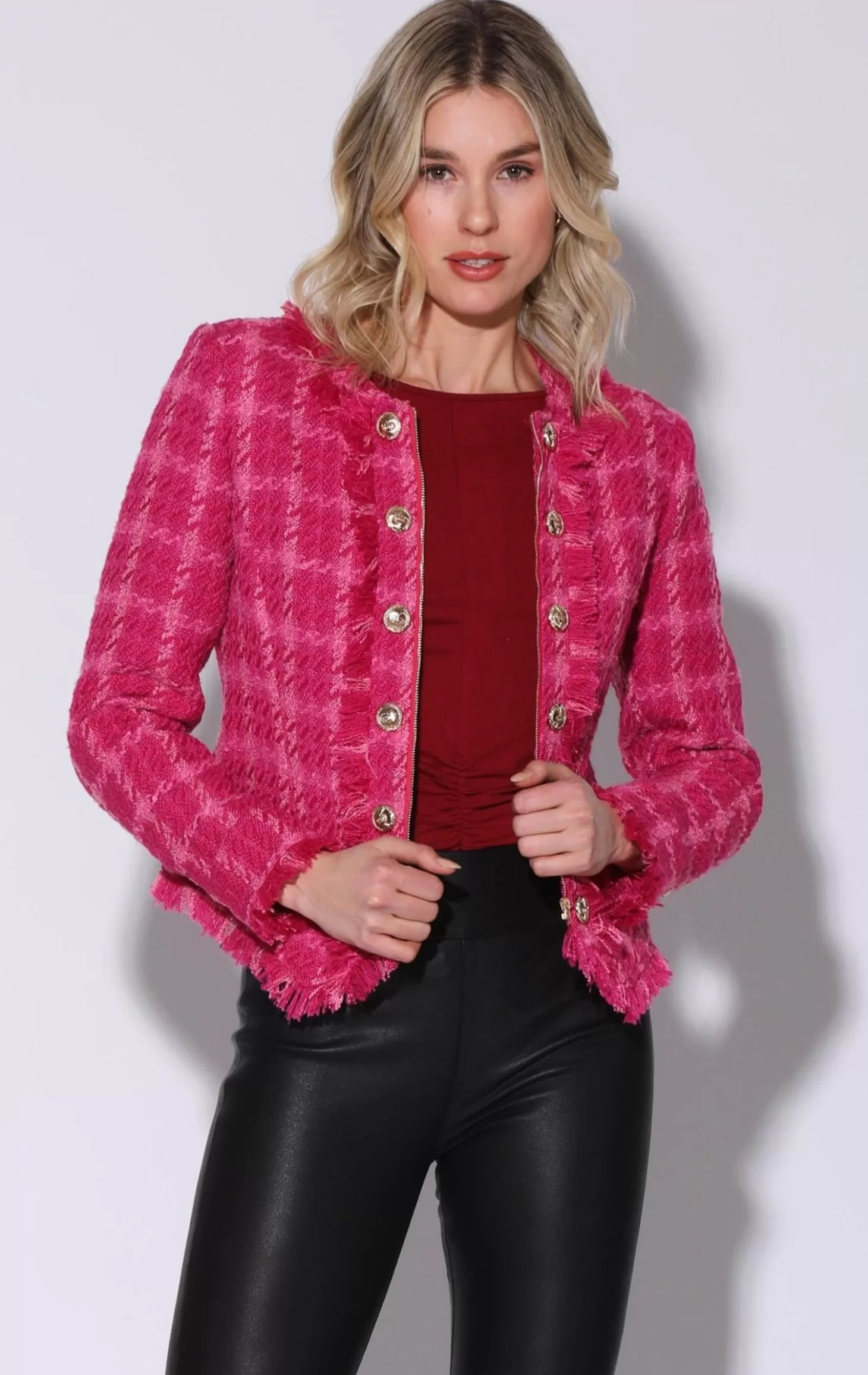 Brittany Jacket, Magenta Electric Tweed>Walter Baker Store