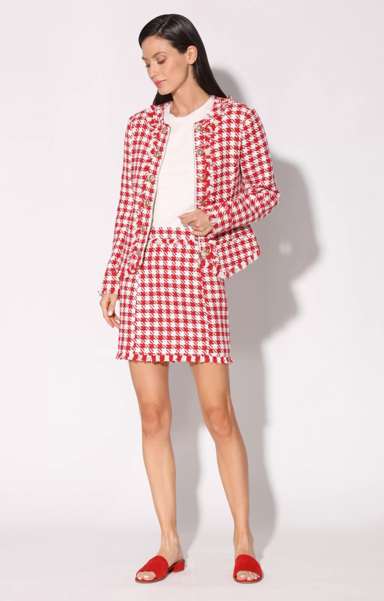 Brittany Jacket, Picnic Tweed Red>Walter Baker Best Sale