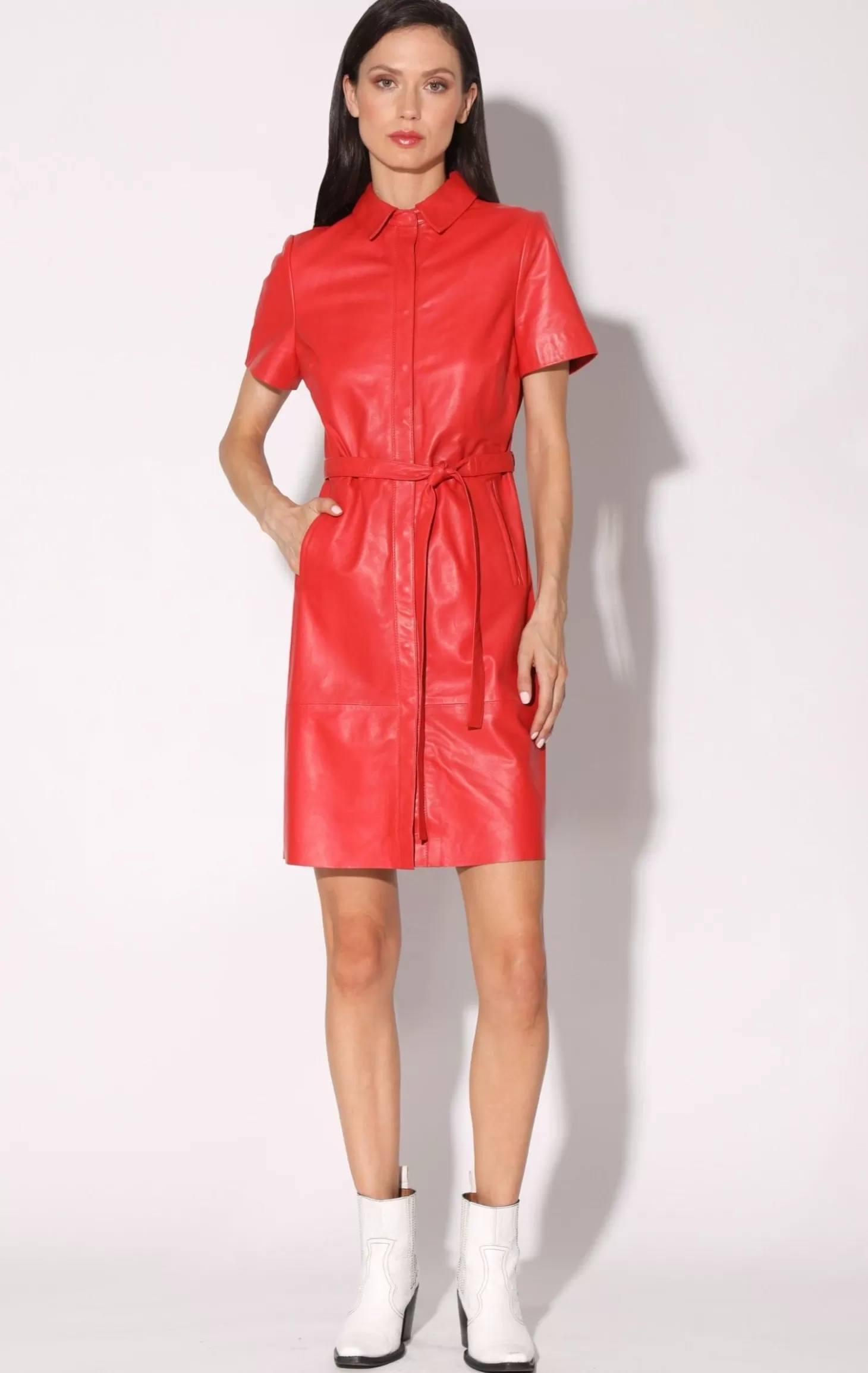 Chloe Dress, Scarlet-Leather>Walter Baker Flash Sale