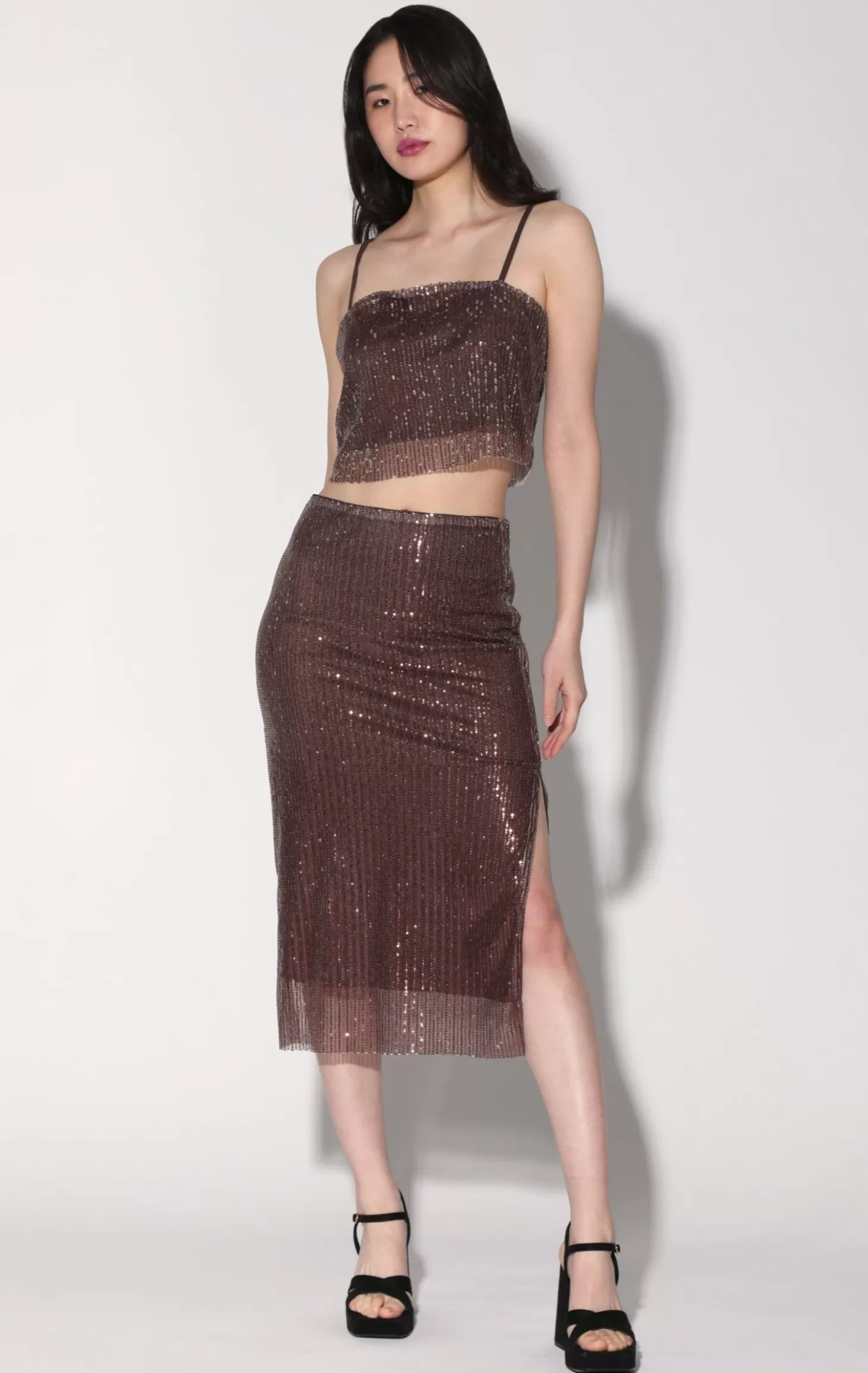 Crista Skirt, City Sequin Mink>Walter Baker Hot