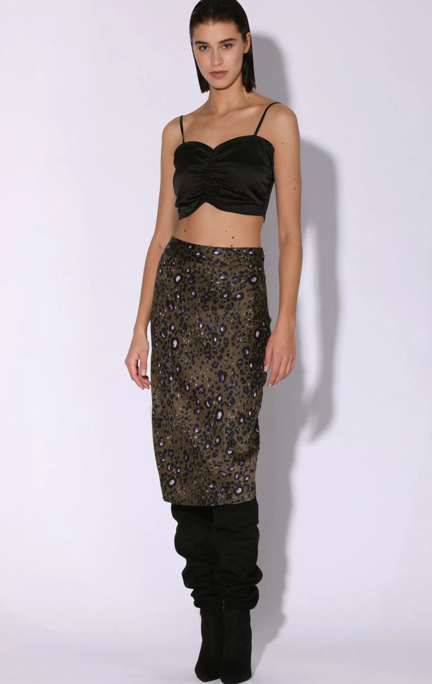 Daya Skirt, Olive Leopard>Walter Baker Outlet