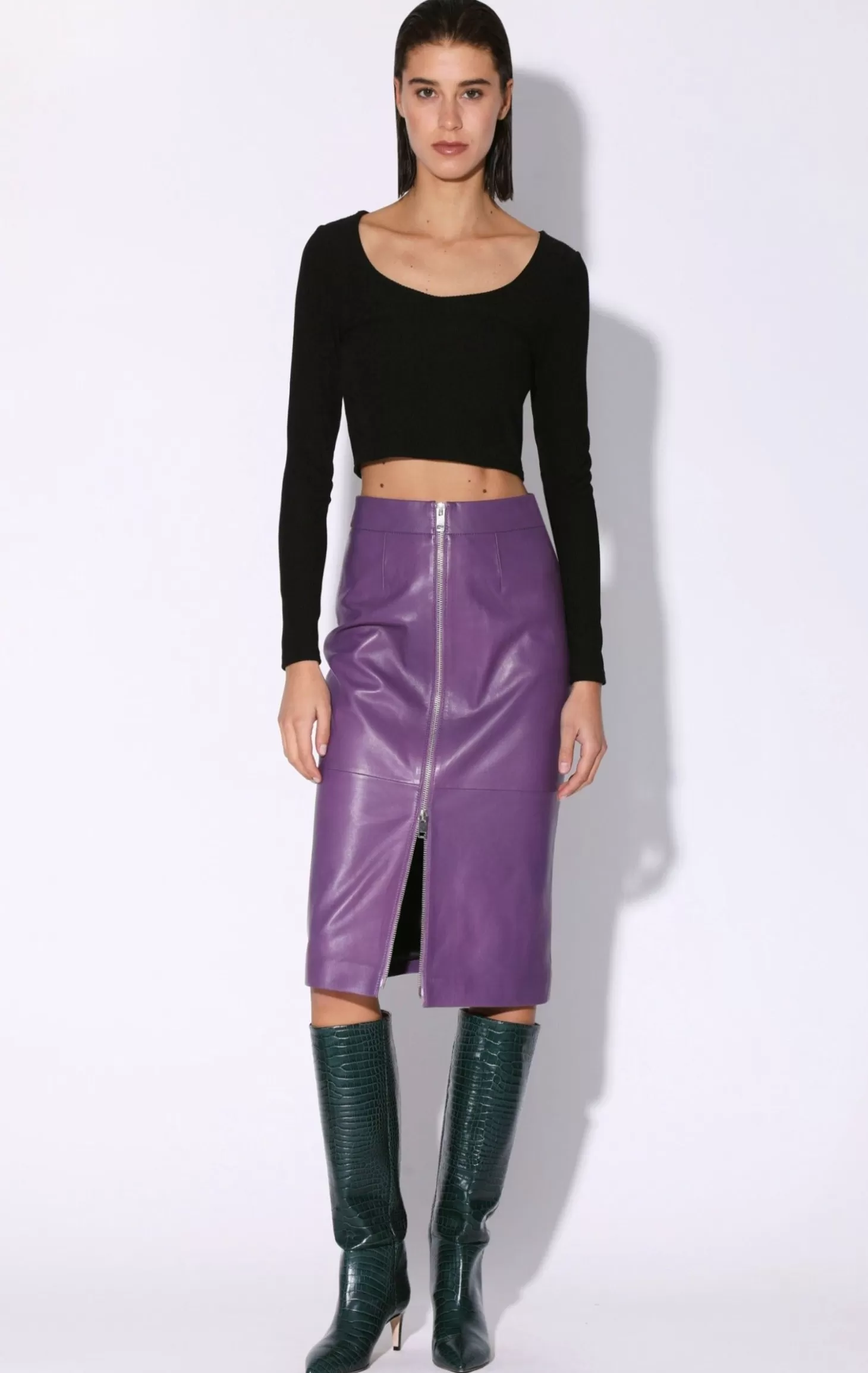 Galette Skirt, Amethyst-Leather>Walter Baker Shop