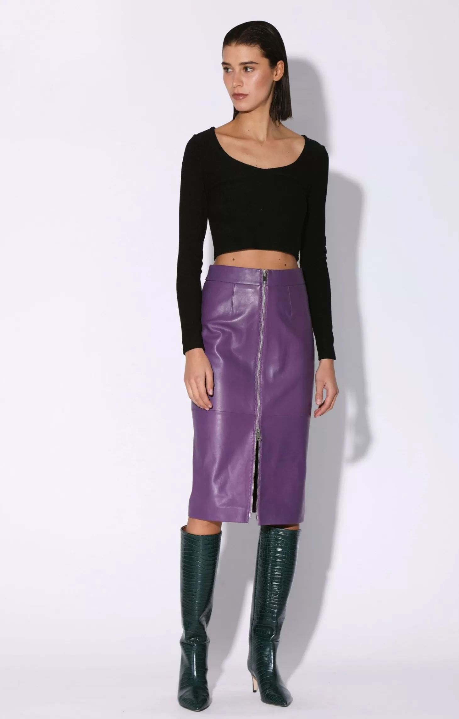 Galette Skirt, Amethyst-Leather>Walter Baker Shop