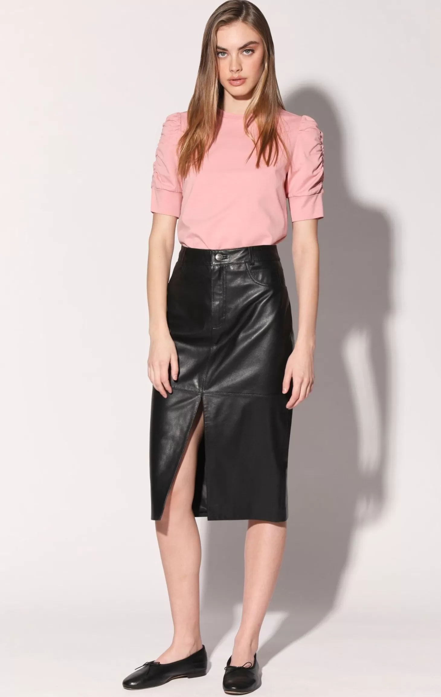 Glynice Skirt, Black-Leather>Walter Baker Shop