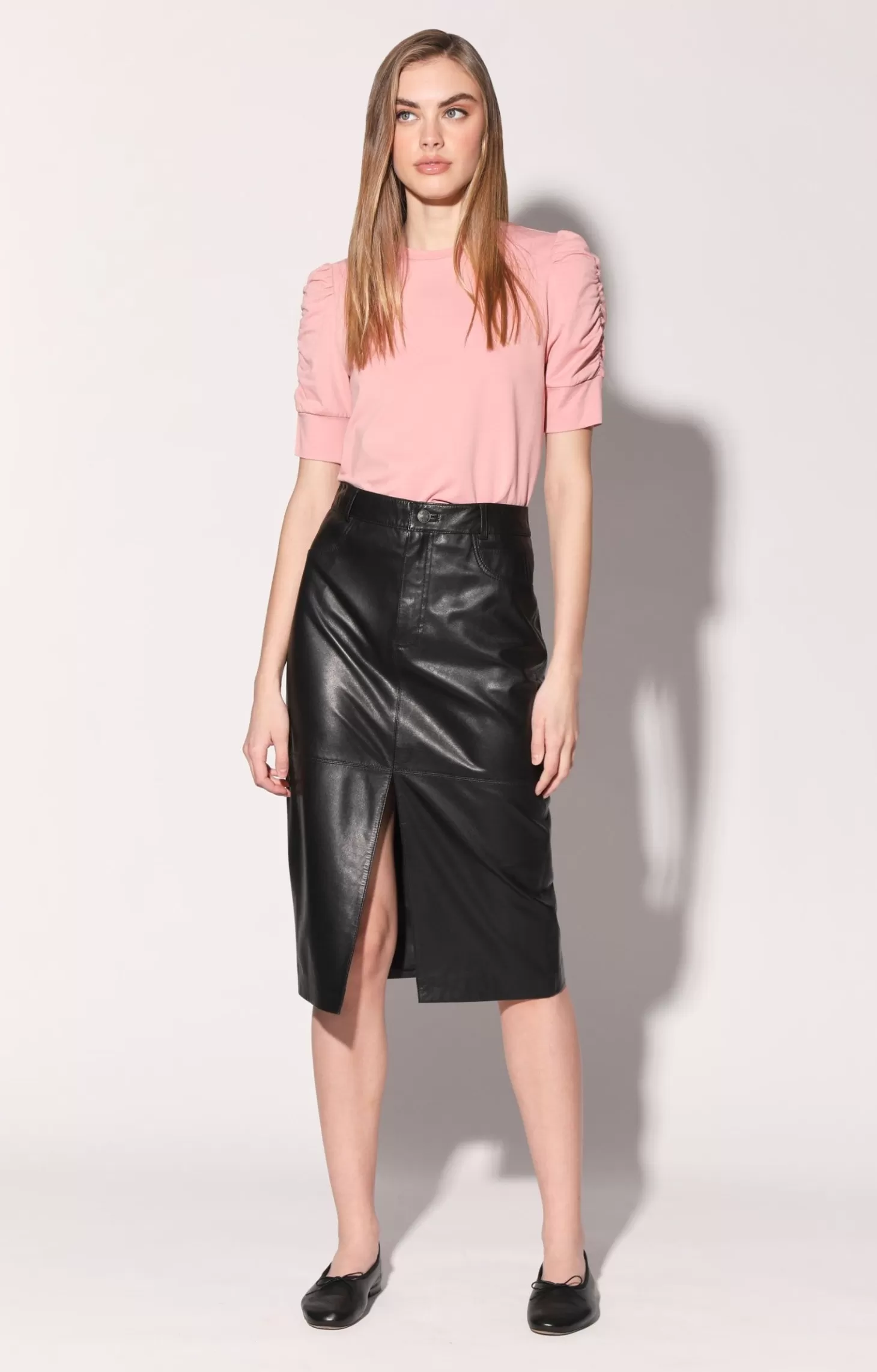 Glynice Skirt, Black-Leather>Walter Baker Shop