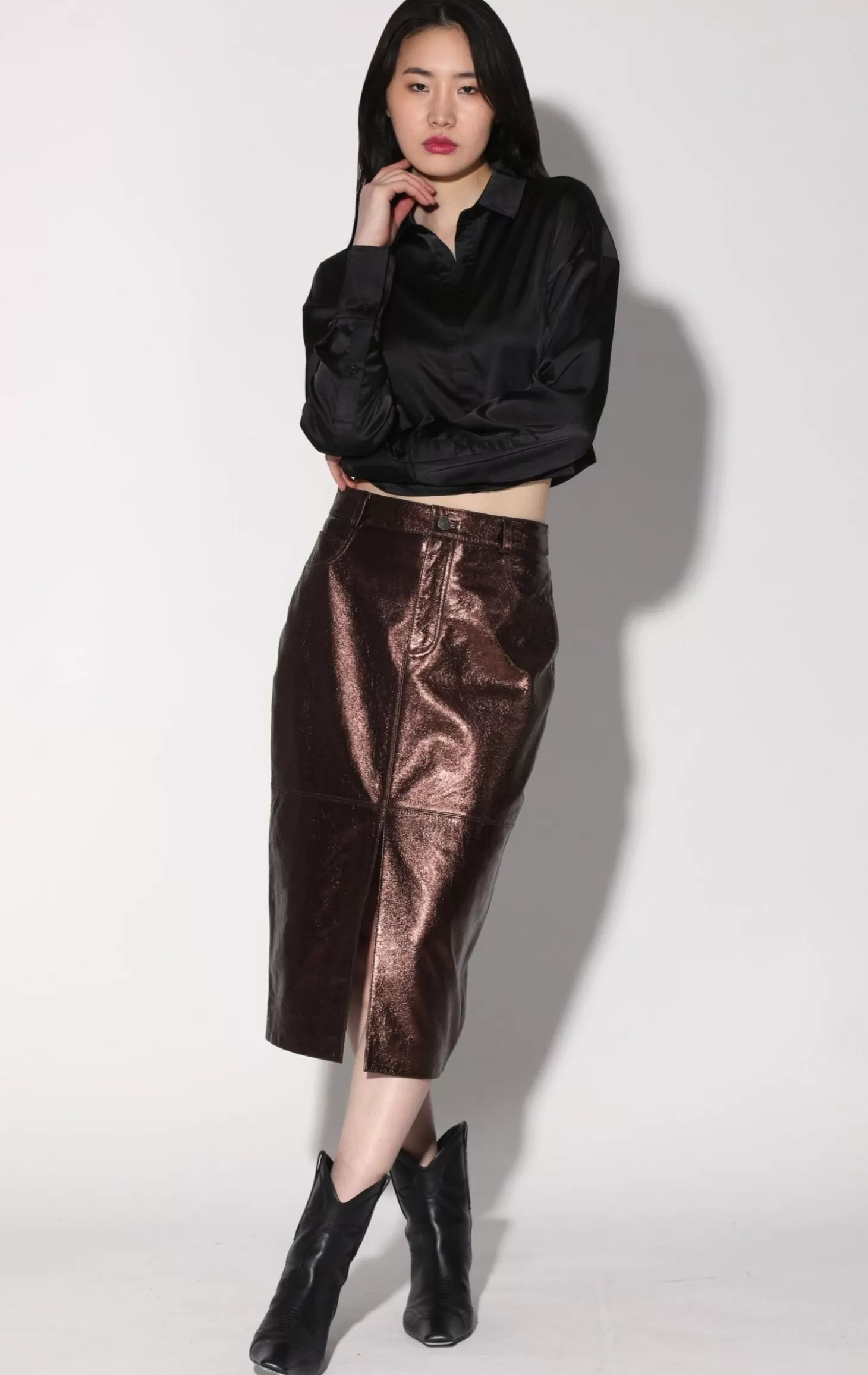 Glynice Skirt, Bronze Leather>Walter Baker Online