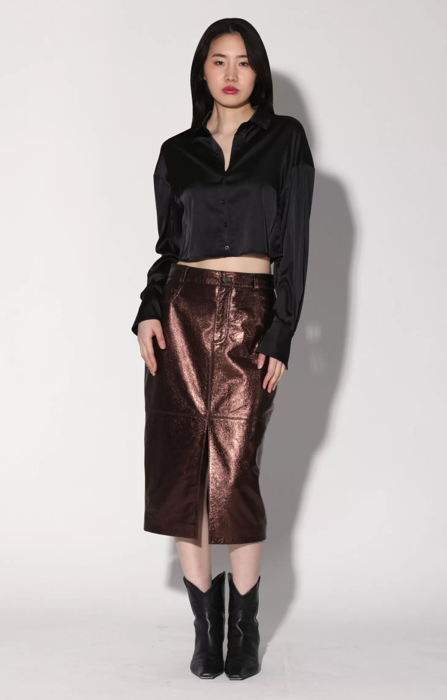 Glynice Skirt, Bronze Leather>Walter Baker Online