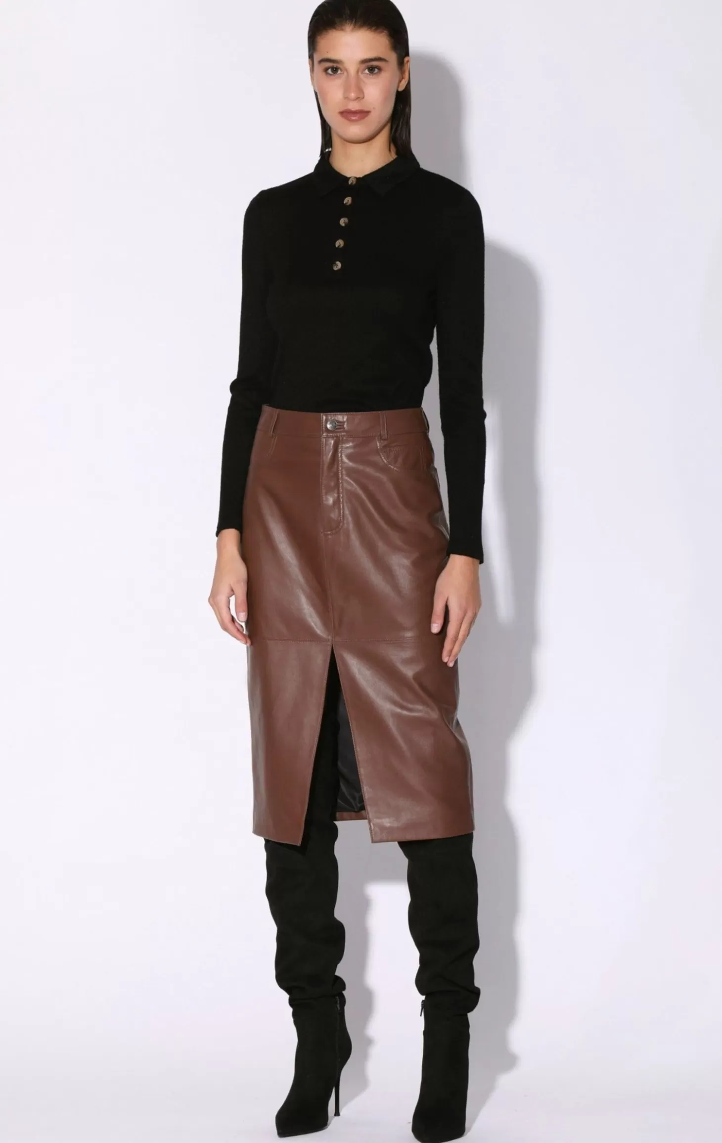 Glynice Skirt, Walnut-Leather>Walter Baker Hot