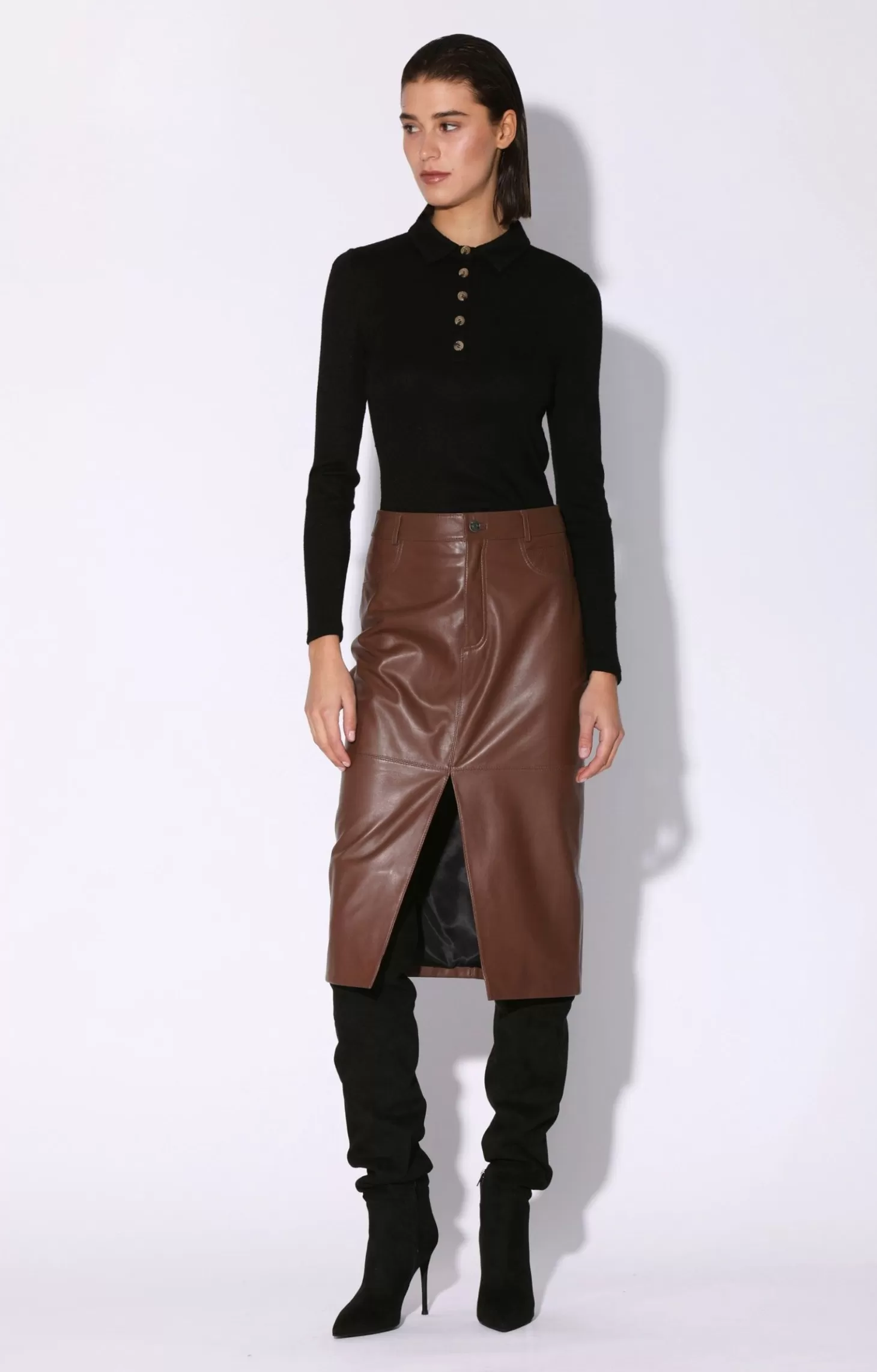 Glynice Skirt, Walnut-Leather>Walter Baker Hot