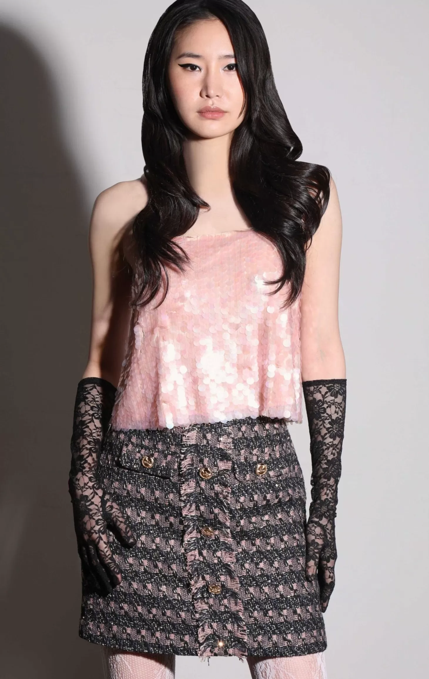 Iliana Skirt, Tribeca Tweed Black Blush>Walter Baker Cheap