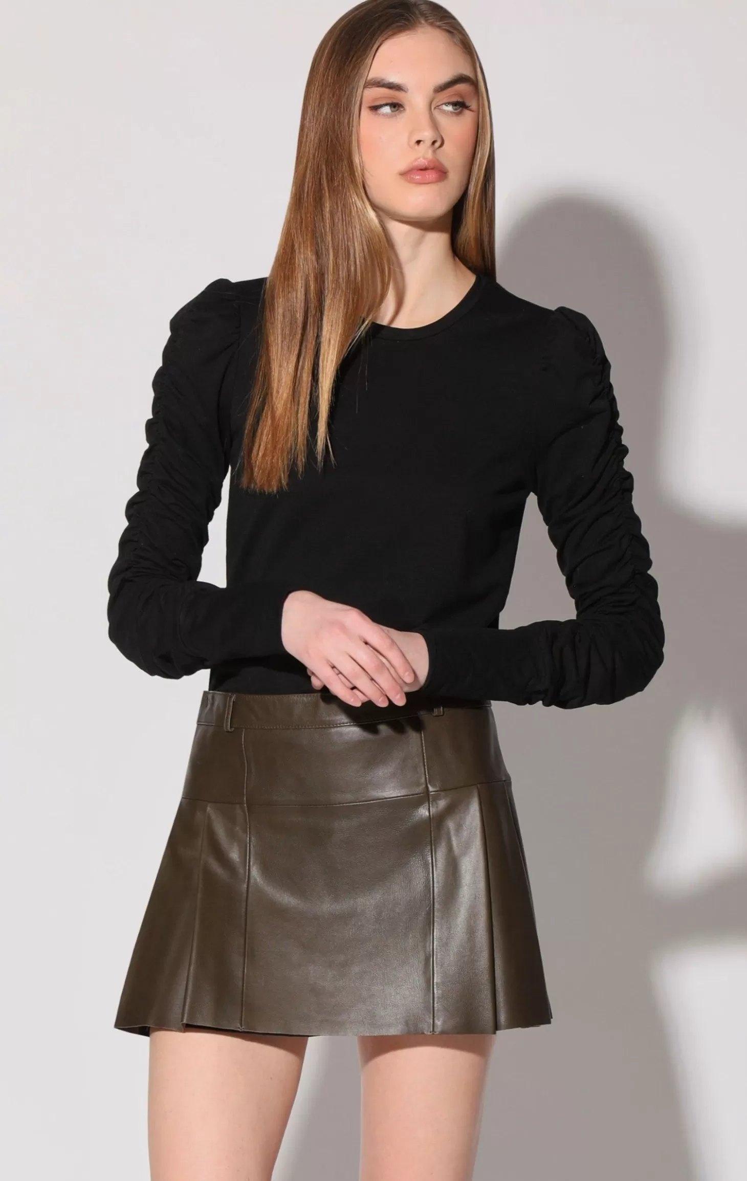 Izzie Skirt, Moss-Leather>Walter Baker Best