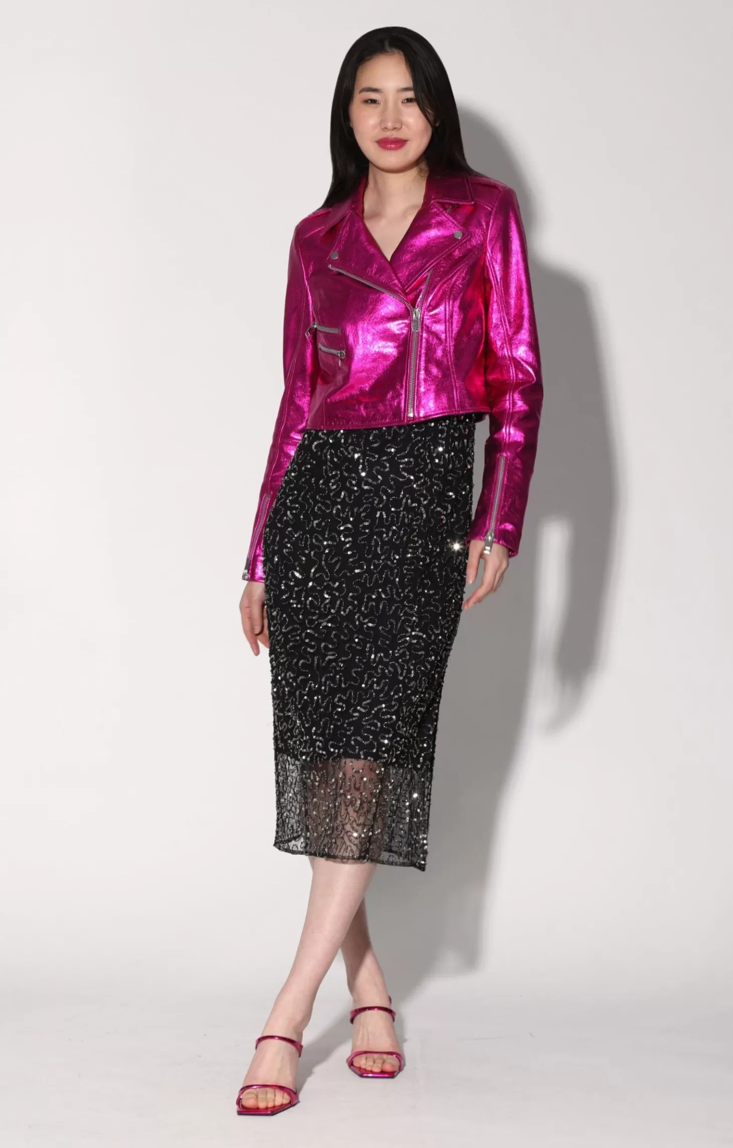 Jenny Jacket, Fuchsia Metallic-Leather>Walter Baker Best