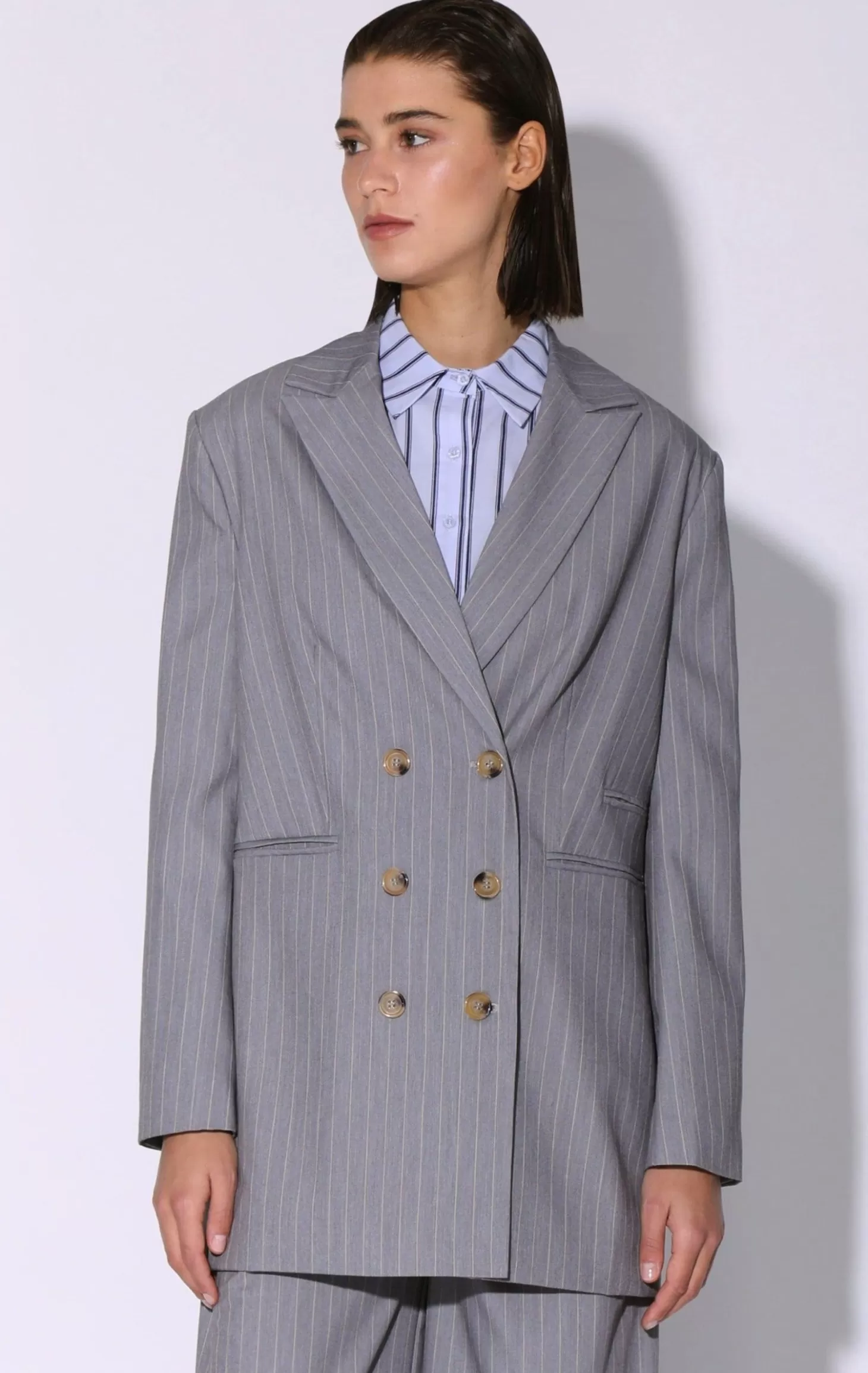 Kamari Blazer, Heather Pin Stripe>Walter Baker New