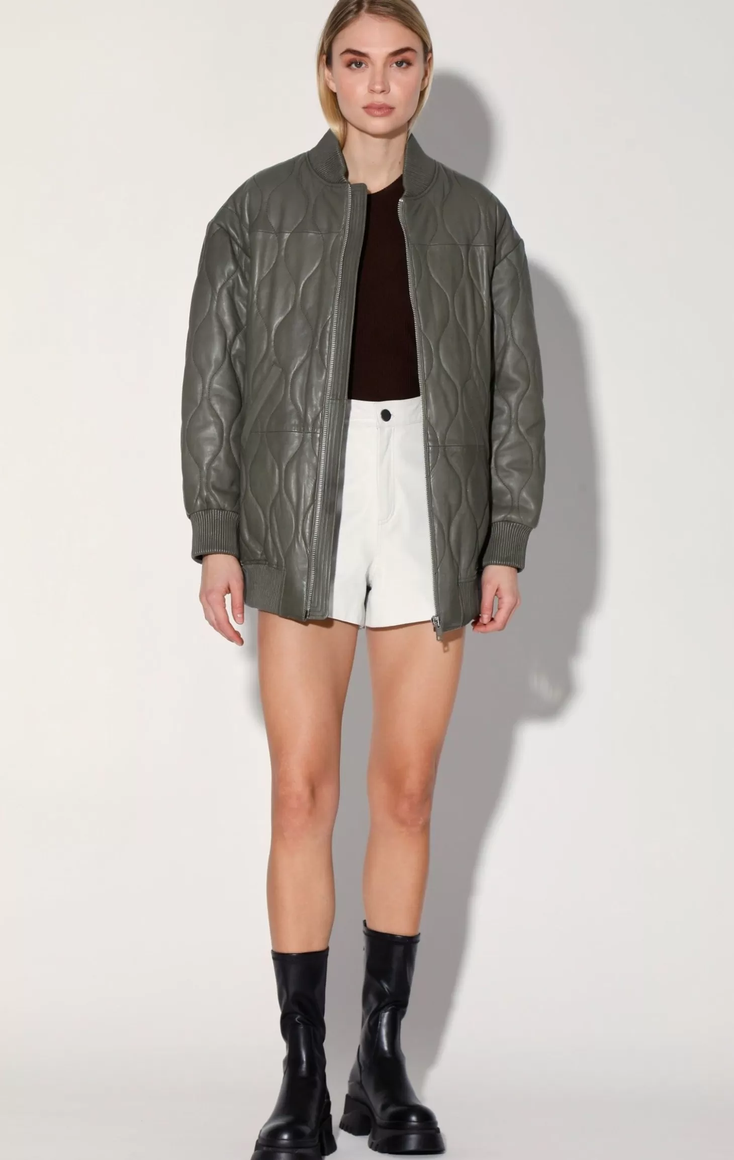 Kyrie Jacket, Army-Puffer Leather>Walter Baker Cheap