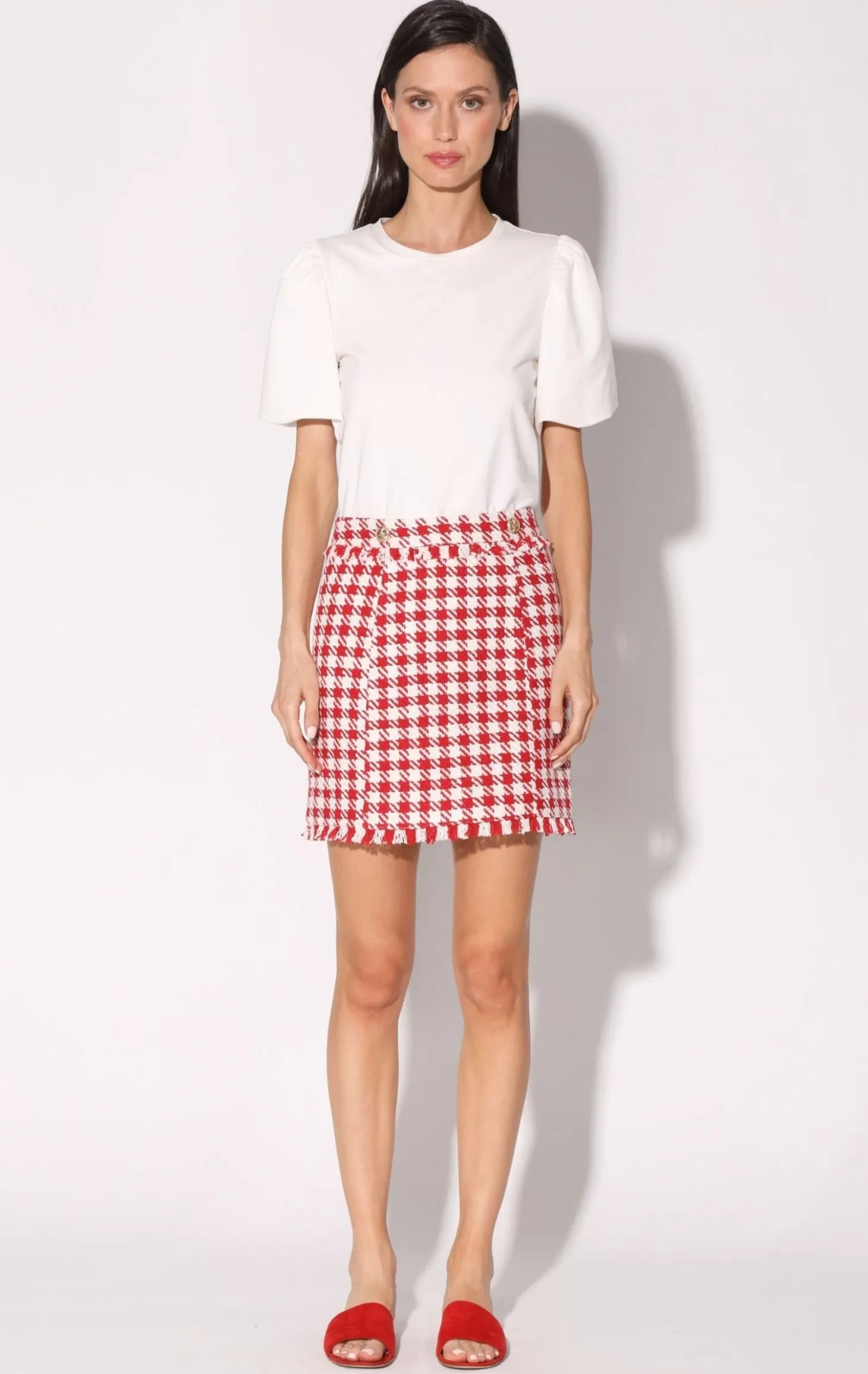 Laurette Skirt, Picnic Tweed Red>Walter Baker Shop