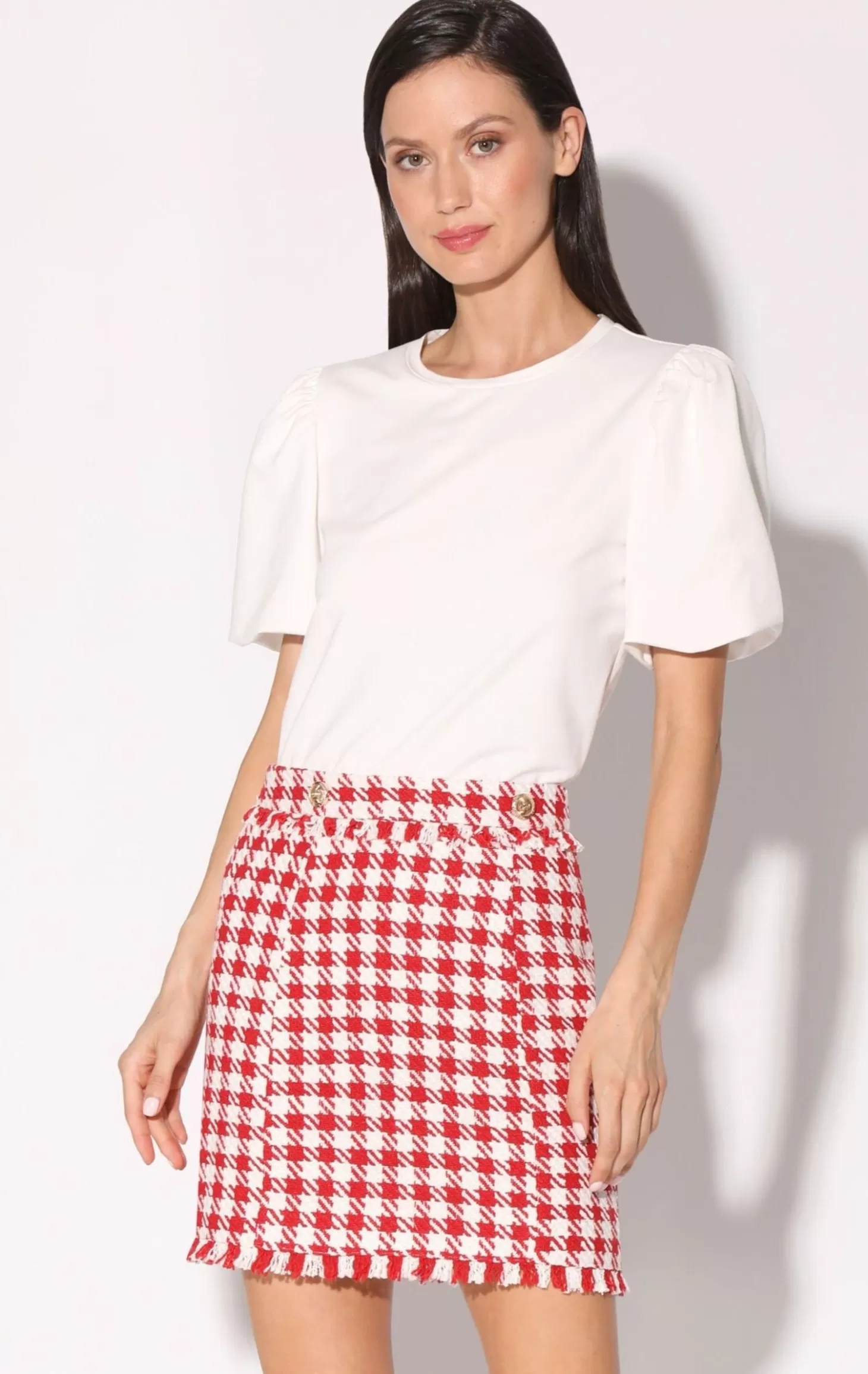 Laurette Skirt, Picnic Tweed Red>Walter Baker Shop