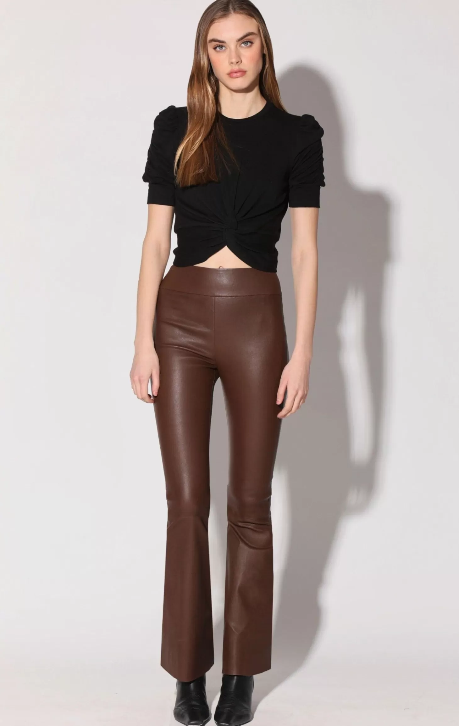 Lexie Pant, Walnut-Stretch Leather>Walter Baker Best Sale