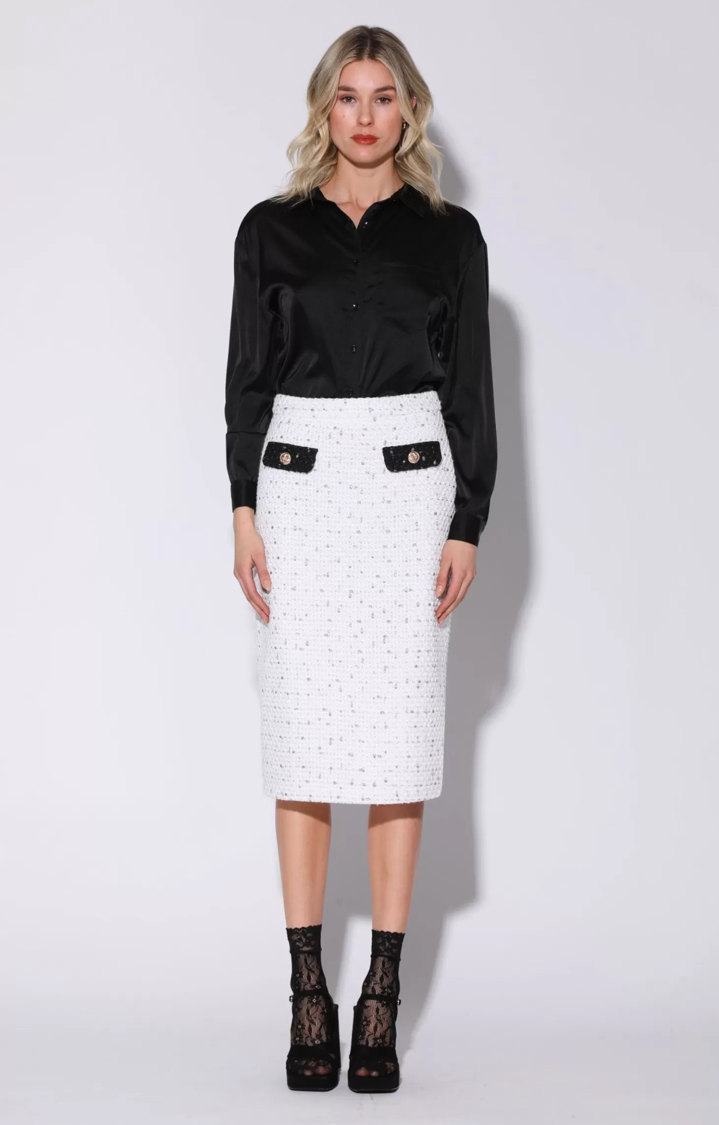 Melany Skirt, Parisian Tweed Combo>Walter Baker Outlet