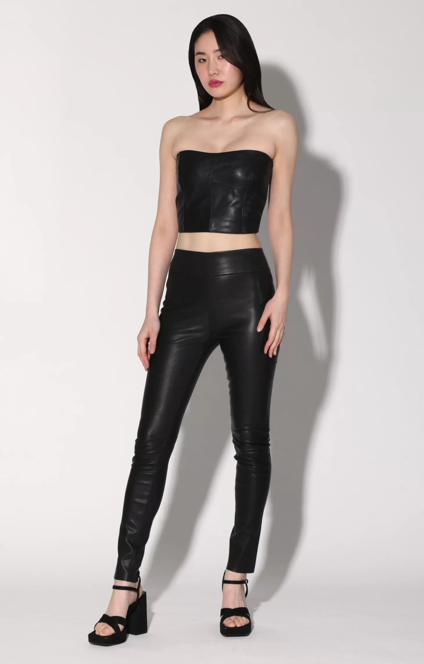 Raquelle Pant, Black-Stretch Leather>Walter Baker Hot