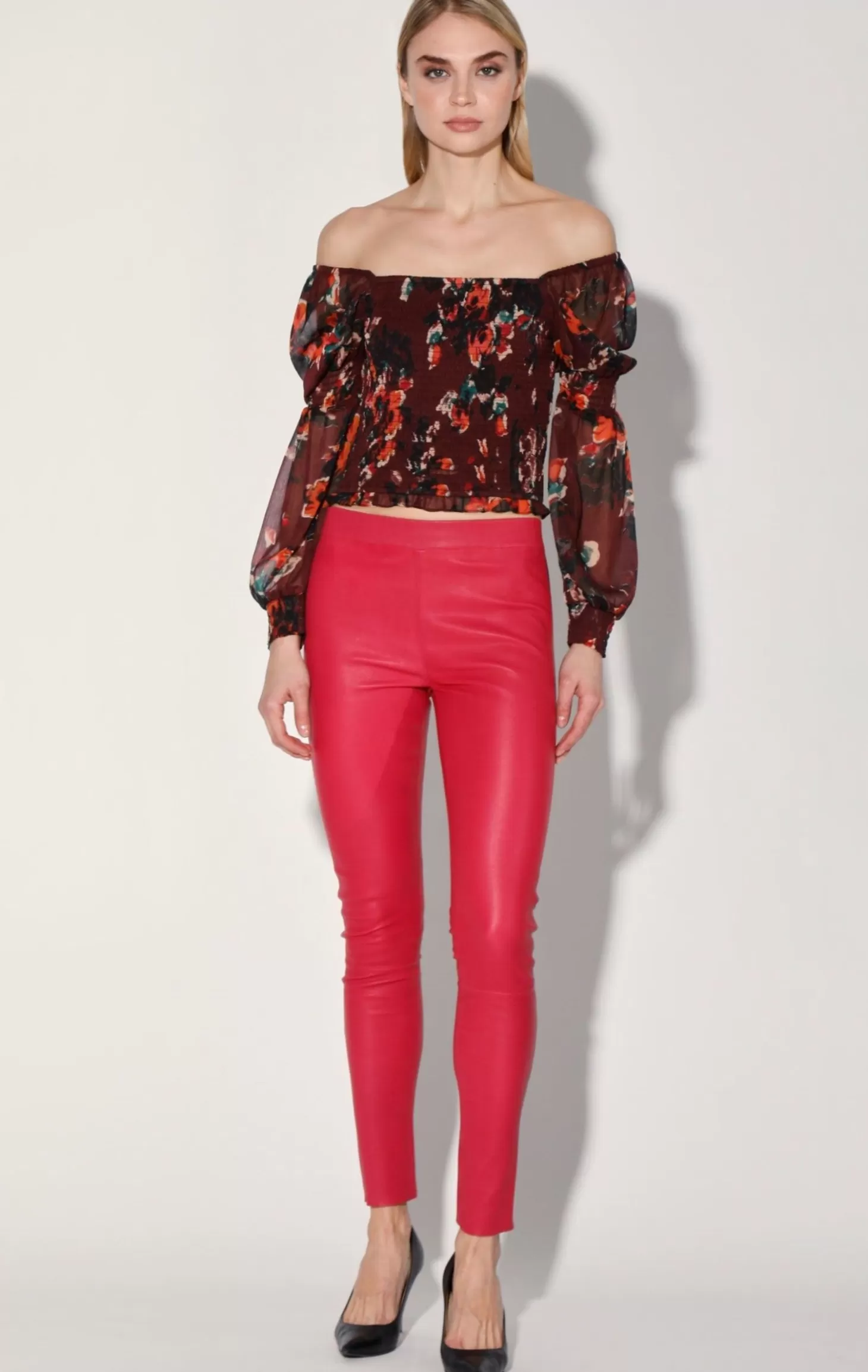 Roxanna Pant, Cerise-Stretch Leather>Walter Baker Cheap