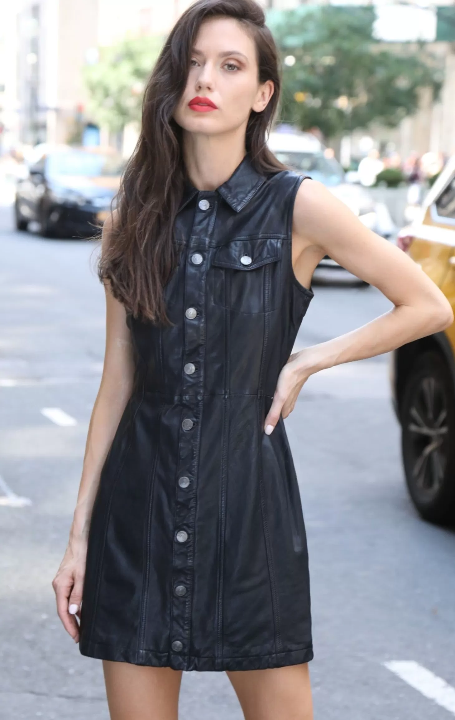 Santina Dress, Black-Leather>Walter Baker New