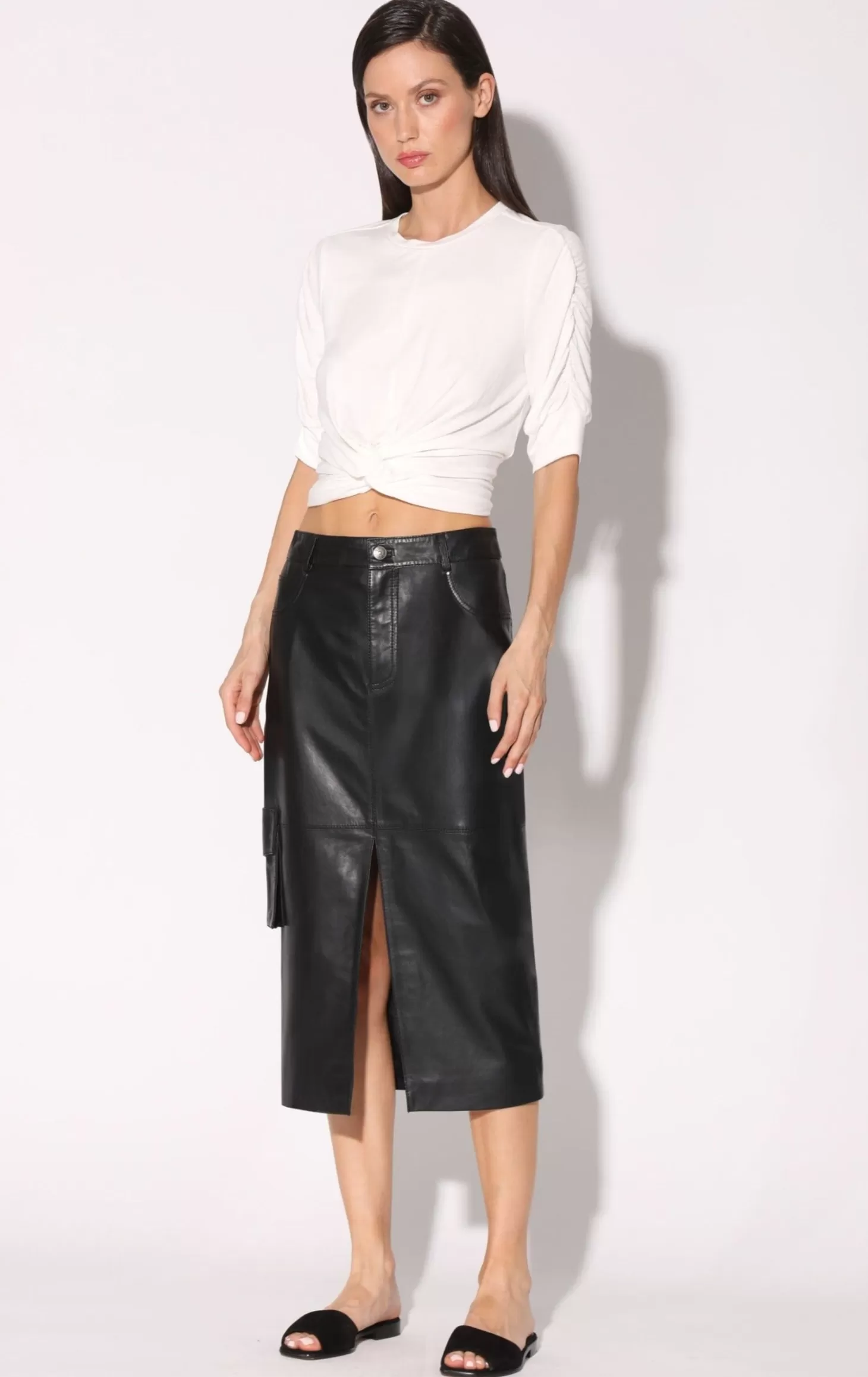 Selene Skirt, Black-Leather>Walter Baker Discount