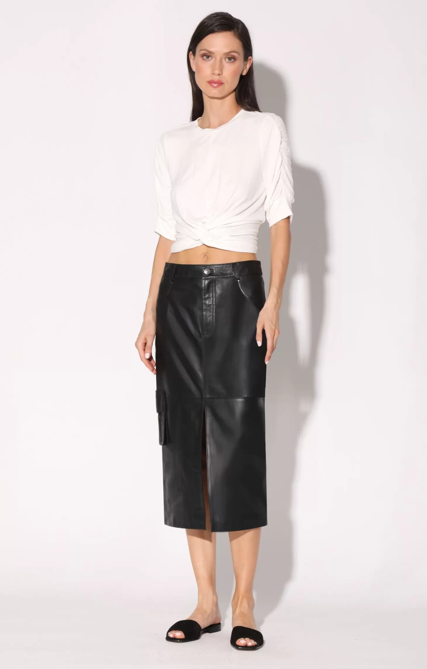 Selene Skirt, Black-Leather>Walter Baker Discount