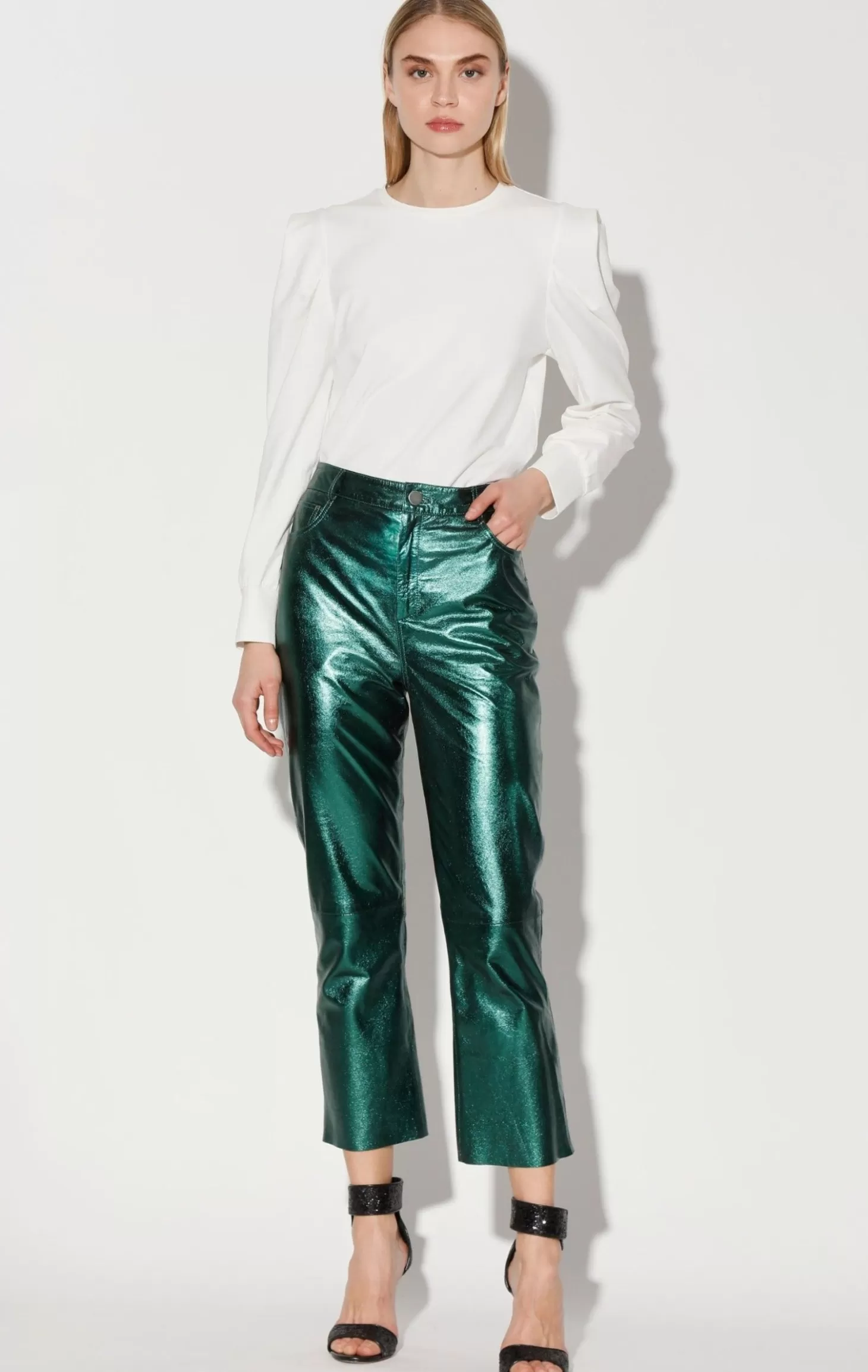 Selma Pant, Emerald Metallic-Leather>Walter Baker Best Sale