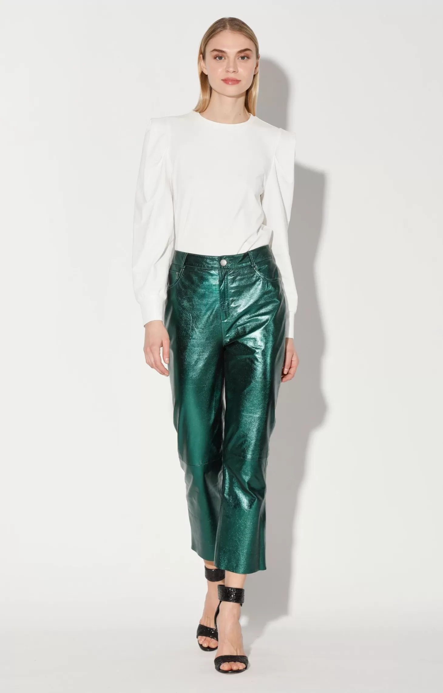 Selma Pant, Emerald Metallic-Leather>Walter Baker Best Sale