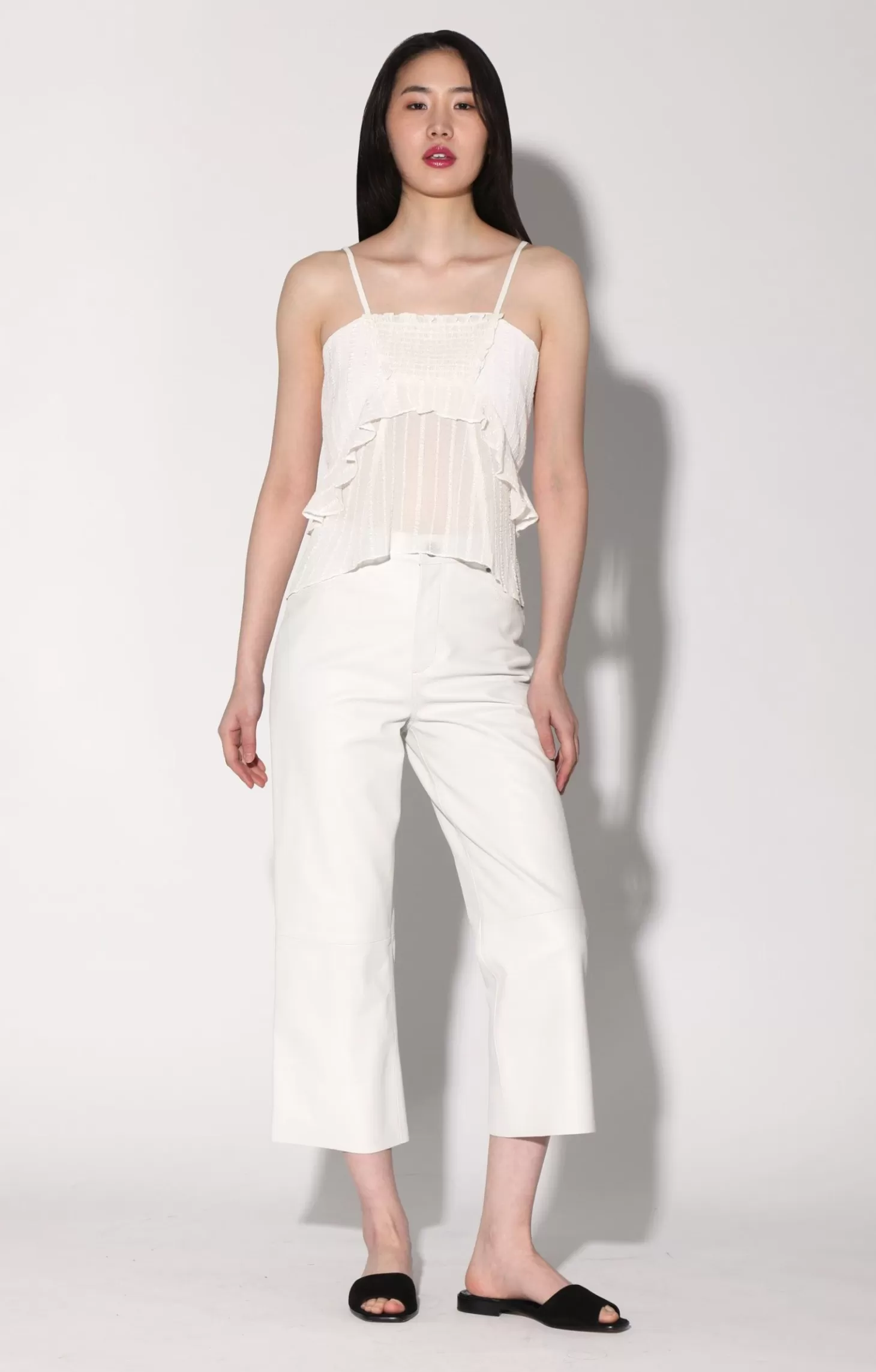 Venice Pant, Bright White-Leather>Walter Baker New